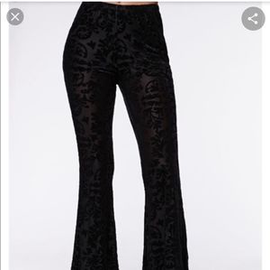 Black velvet bell bottoms